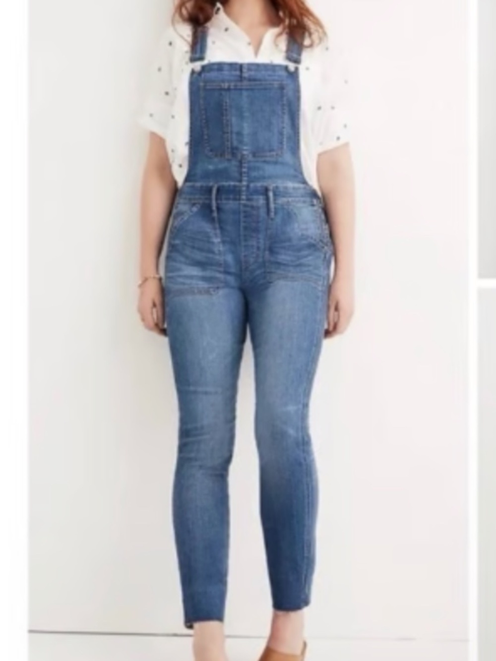 Madewell Skinny Raw Hem Denim Country Overalls in Kemp Wash Size Small